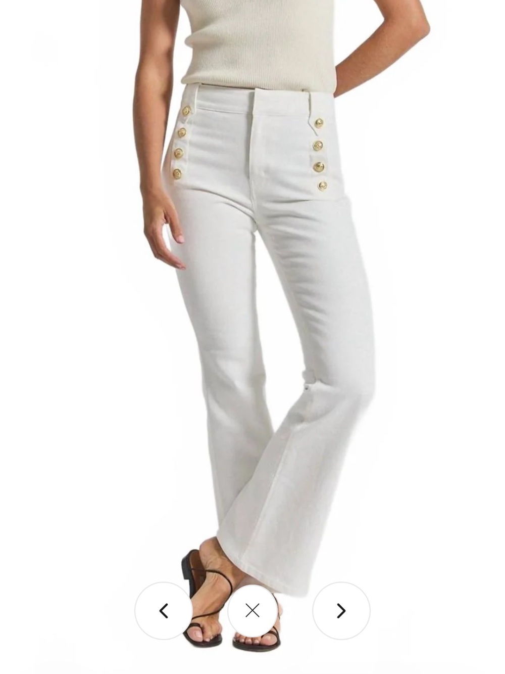 10 Crosby Derek Lam White Sailor-Button Ponte Pants